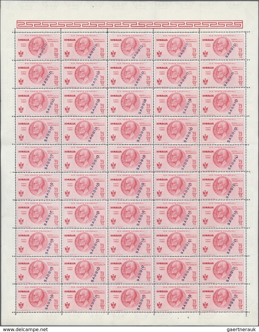 01063 Italienisch-Somaliland: 1934: Postflight Rome-Mogadiscio, The Set Of 10 Values In Mint Original Shee - Somalie