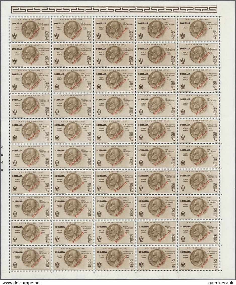01063 Italienisch-Somaliland: 1934: Postflight Rome-Mogadiscio, The Set Of 10 Values In Mint Original Shee - Somalië