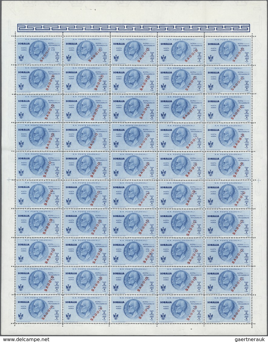 01063 Italienisch-Somaliland: 1934: Postflight Rome-Mogadiscio, the set of 10 values in mint original shee