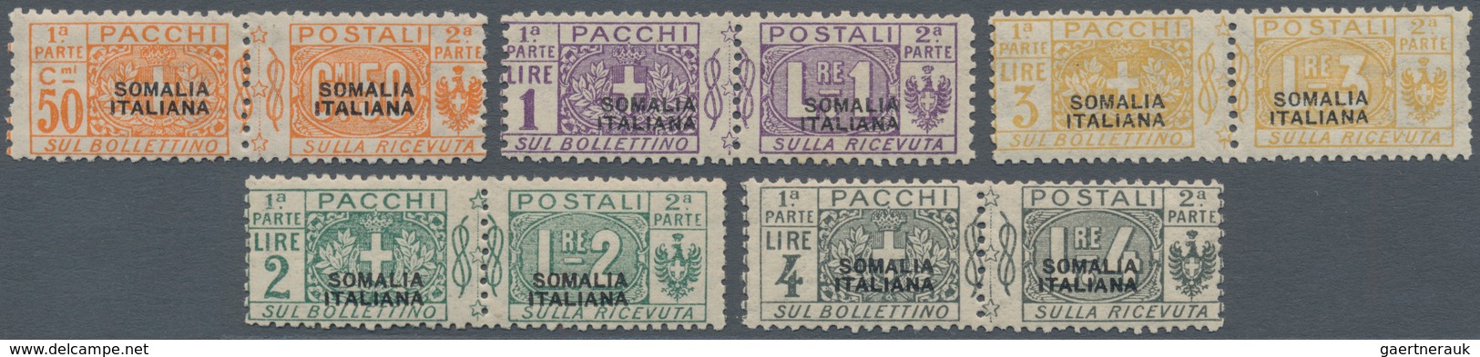 01065 Italienisch-Somaliland - Paketmarken: 1923, "SOMALIA ITALIANA" Overprint On 50c. To 4l., Not Issued, - Somalie