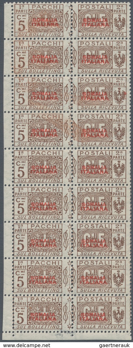 01066 Italienisch-Somaliland - Paketmarken: 1926, Italy Parcel Stamp 5c. Brown With UNISSUED RED Overprint - Somalia