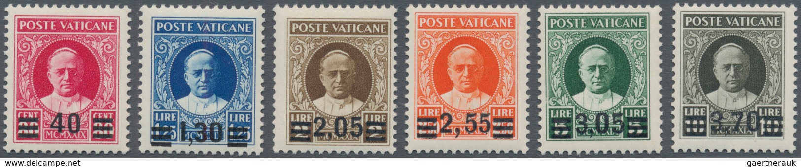 01075 Vatikan: 1934, Provisional Overprints, Complete Set Of Six Values, Fresh Colours And Well Perforated - Ongebruikt