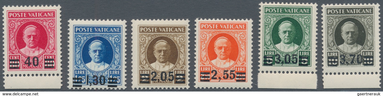 01076 Vatikan: 1934, Provisional Overprints, Complete Set Of Six Values, Fresh Colours And Well Perforated - Ungebraucht