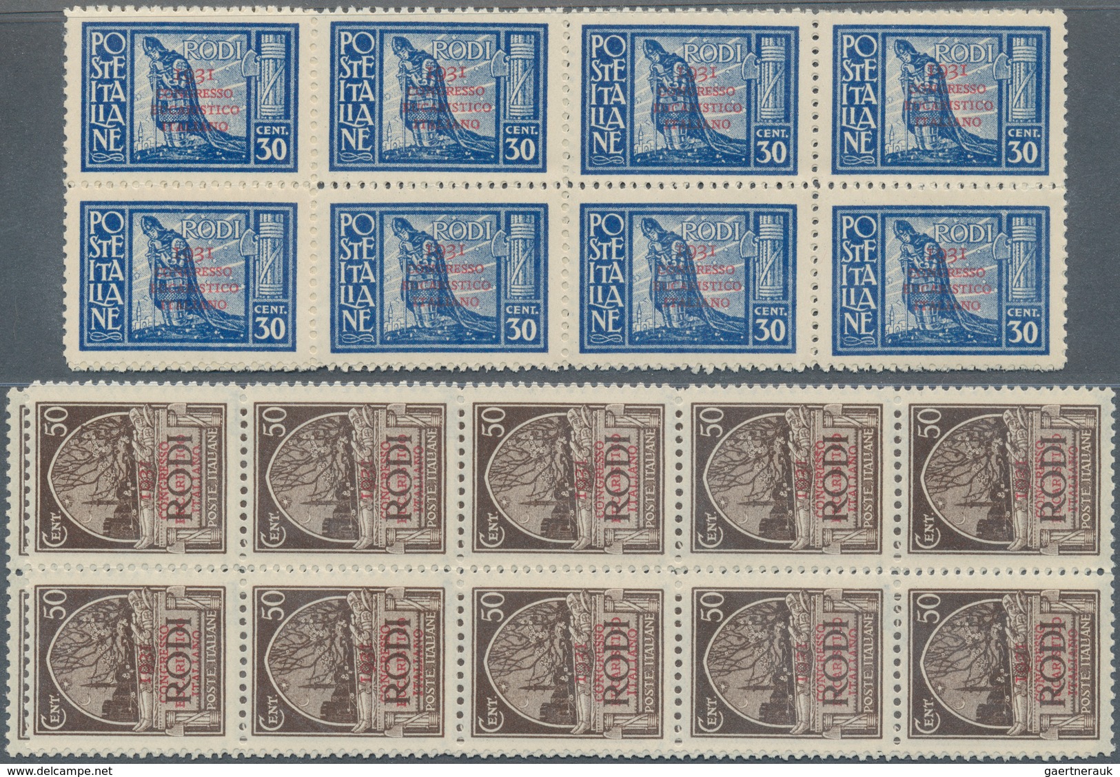 01101 Ägäische Inseln: 1931, Eucharistic Congress, 20 Complete Sets, Mostly In Multiples With 10 Or 20 Sta - Egée