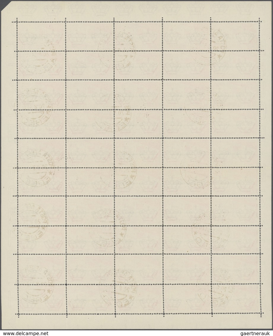 01102 Ägäische Inseln: 1934, Aegean Islands. Lot with 6 different, complete sheets of 50 stamps each: 20c