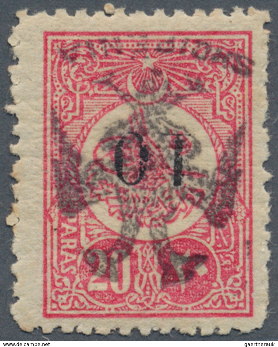 01107 Albanien: 1913, Double Headed Eagle Overprints, 10pa. On 20pa. Rose With INVERTED Overprint (Eagle A - Albanie