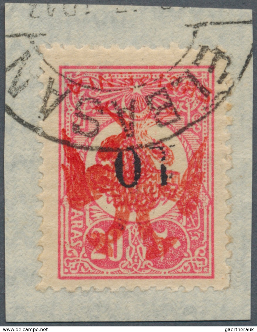 01108 Albanien: 1913, Double Headed Eagle Overprints, 10pa. On 20pa. Rose With INVERTED Eagle Overprint In - Albanie