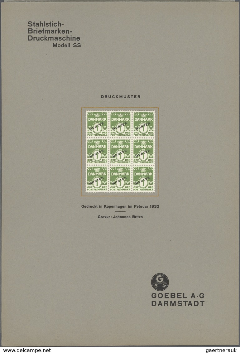 01121 Dänemark: 1933 Printing PROOF Of 1øre Definitive In Light Green (instead Of Greenish Black As Issued - Brieven En Documenten