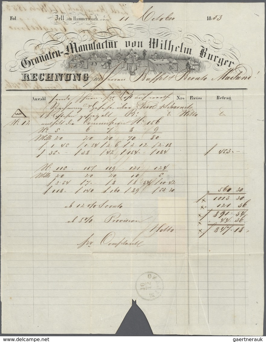 01129 Baden - Marken Und Briefe: 1851, Ziffern 9 Kr. Auf Lilarosa + 3 Kr. Auf Gelb Von "ZELL 11 OKT." über - Autres & Non Classés