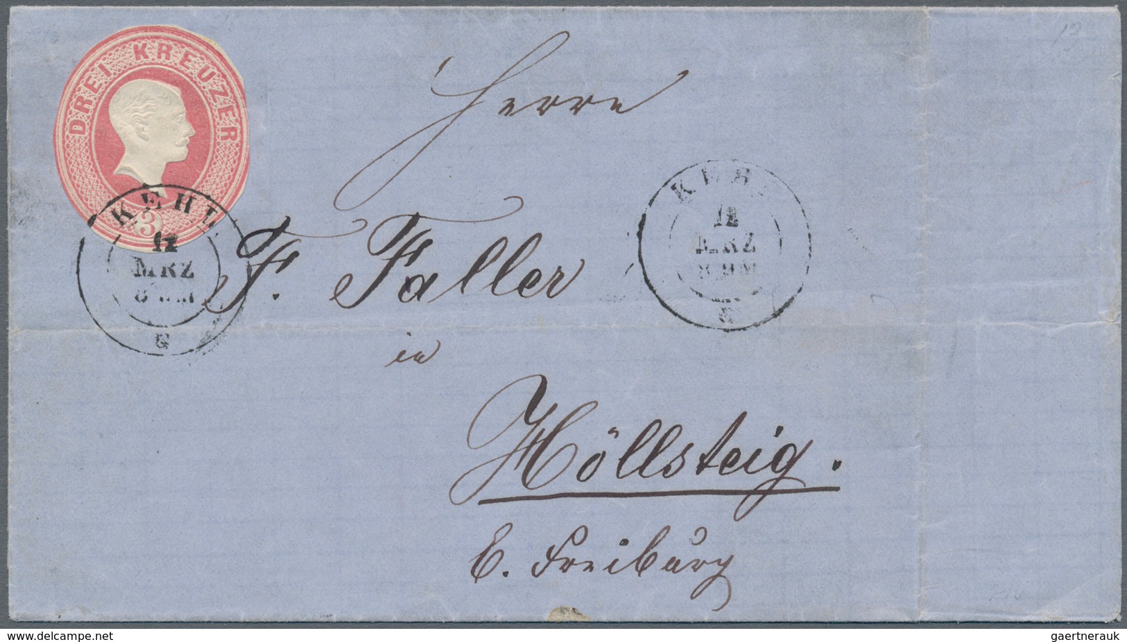 01132 Baden - Marken Und Briefe: 1863, 3 Kreuzer Rosa, Rund Ausgeschnitter Wertstempel Aus Ganzsachenumsch - Autres & Non Classés