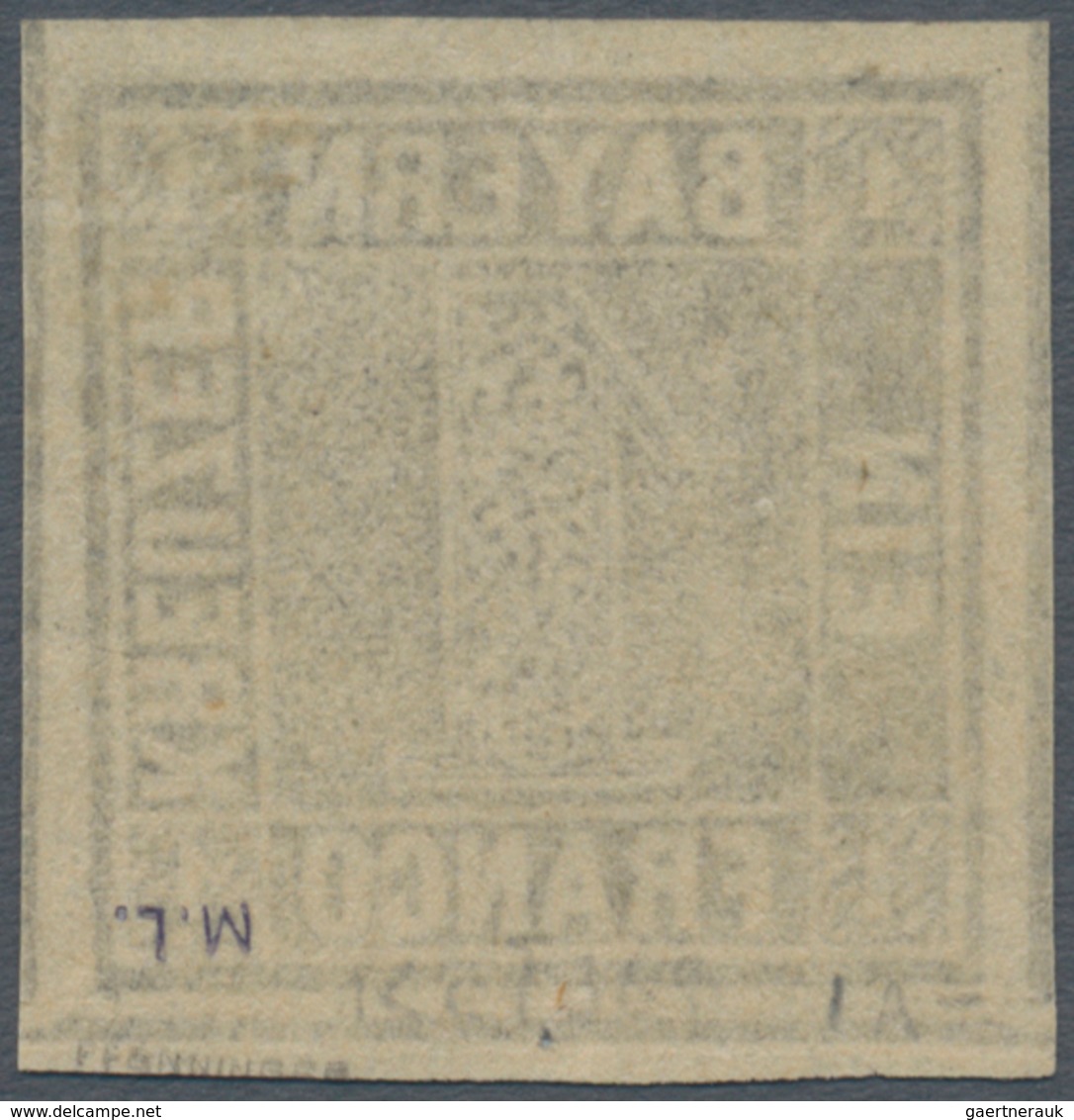 01145 Bayern - Marken Und Briefe: 1849, Schwarzer Einser 1 Kr. Schwarz, Platte 1 Ungebraucht Mit Winziger - Otros & Sin Clasificación