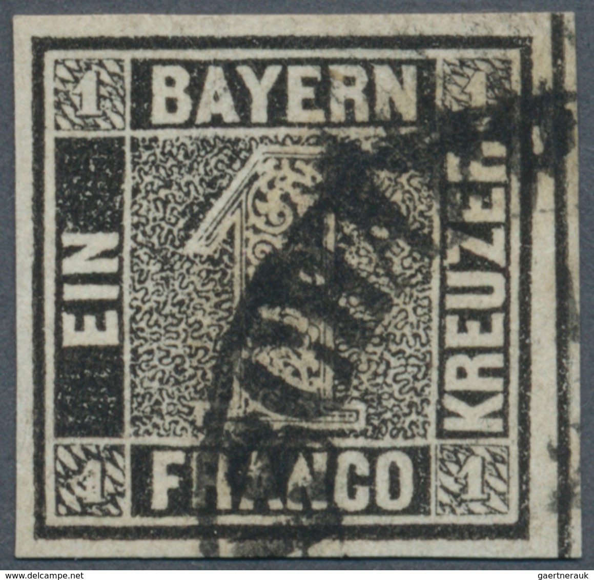 01150 Bayern - Marken Und Briefe: 1849, Schwarzer Einser 1 Kr. Schwarz, Platte 1 Mit Halbkreistempel "ASCH - Other & Unclassified