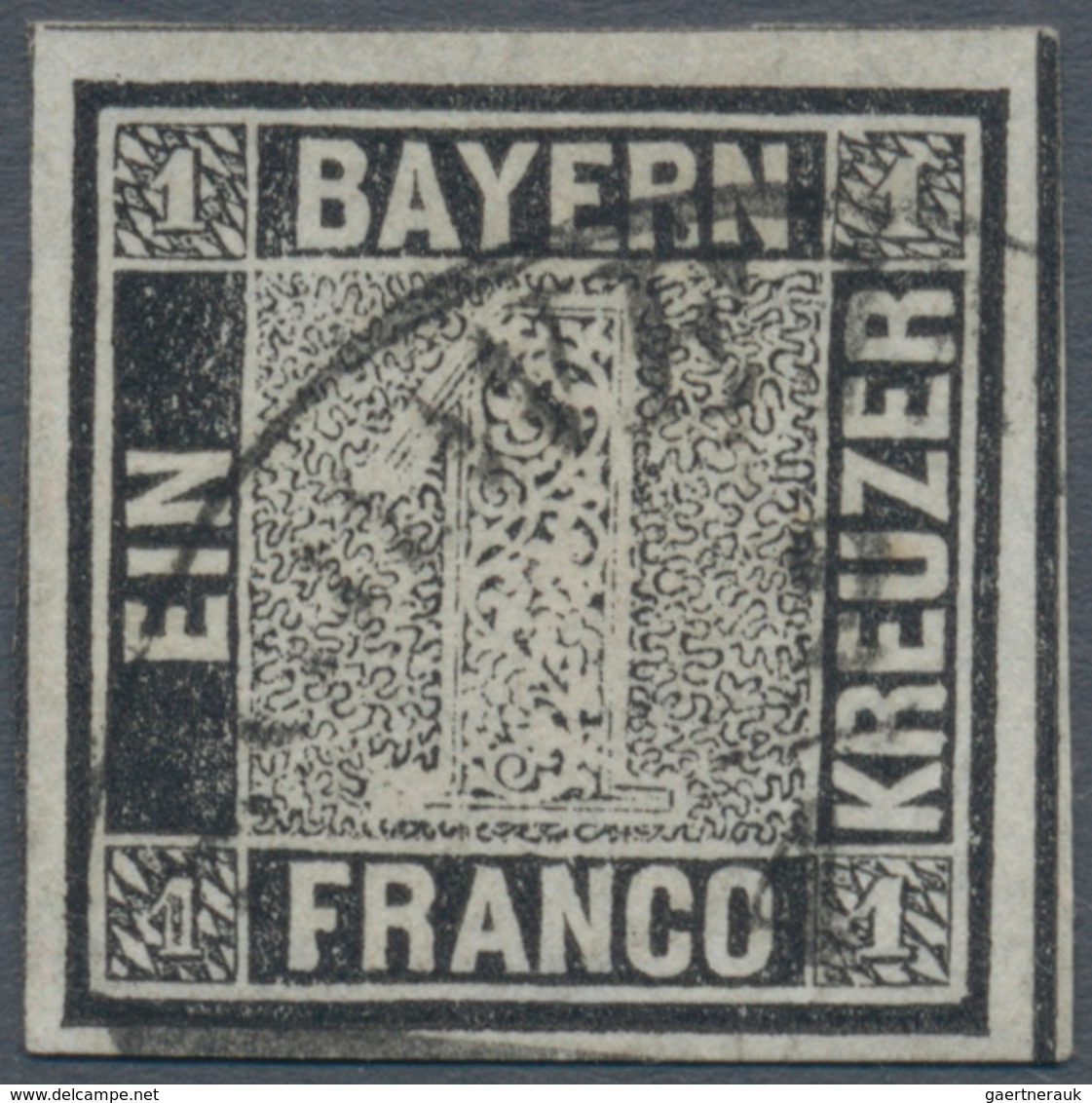 01156 Bayern - Marken Und Briefe: 1849, Schwarzer Einser 1 Kr. Schwarz, Platte 1 Mit Klarem HK "SCHWEINFUR - Sonstige & Ohne Zuordnung