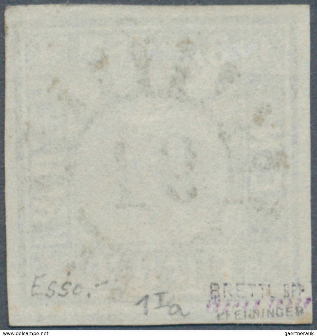 01164 Bayern - Marken Und Briefe: 1849, Schwarzer Einser 1 Kr. Schwarz, Platte 1 Mit Idealem GMR "91" (Fre - Other & Unclassified