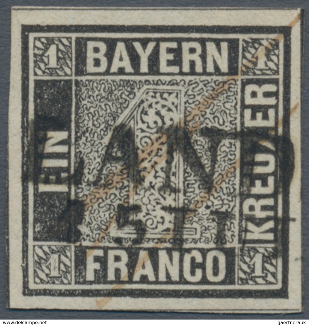 01165 Bayern - Marken Und Briefe: 1849, Schwarzer Einser 1 Kr. Schwarz Platte 1 Mit Klarem L2 "LANDSHUT 15 - Sonstige & Ohne Zuordnung