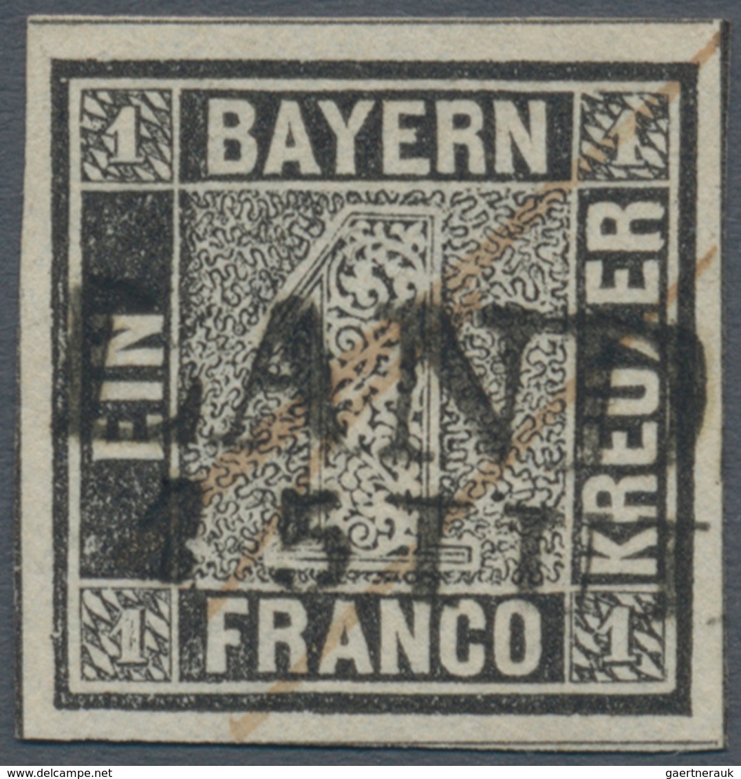01165 Bayern - Marken Und Briefe: 1849, Schwarzer Einser 1 Kr. Schwarz Platte 1 Mit Klarem L2 "LANDSHUT 15 - Autres & Non Classés
