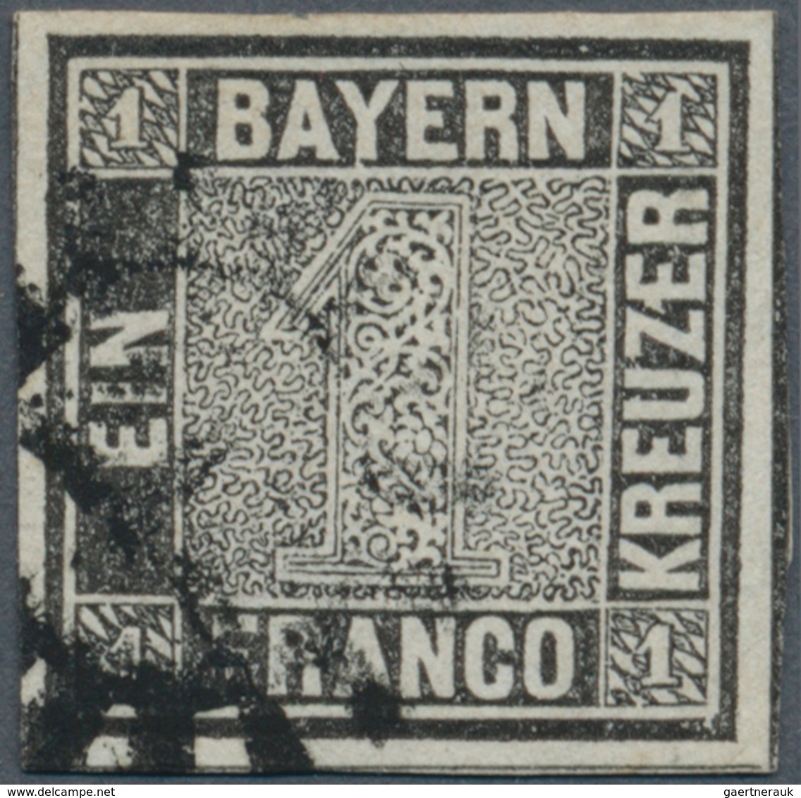 01180 Bayern - Marken Und Briefe: 1849, Schwarzer Einser 1 Kr. Schwarz, Platte 2 Mit Plattenfehler: Zweite - Other & Unclassified