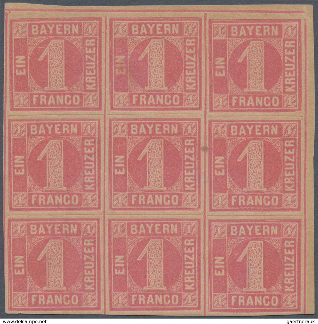 01187 Bayern - Marken Und Briefe: 1850, 1 Kr. Rosa (Platte II), Geschnitten Im Neunerblock Aus Der Rechten - Other & Unclassified