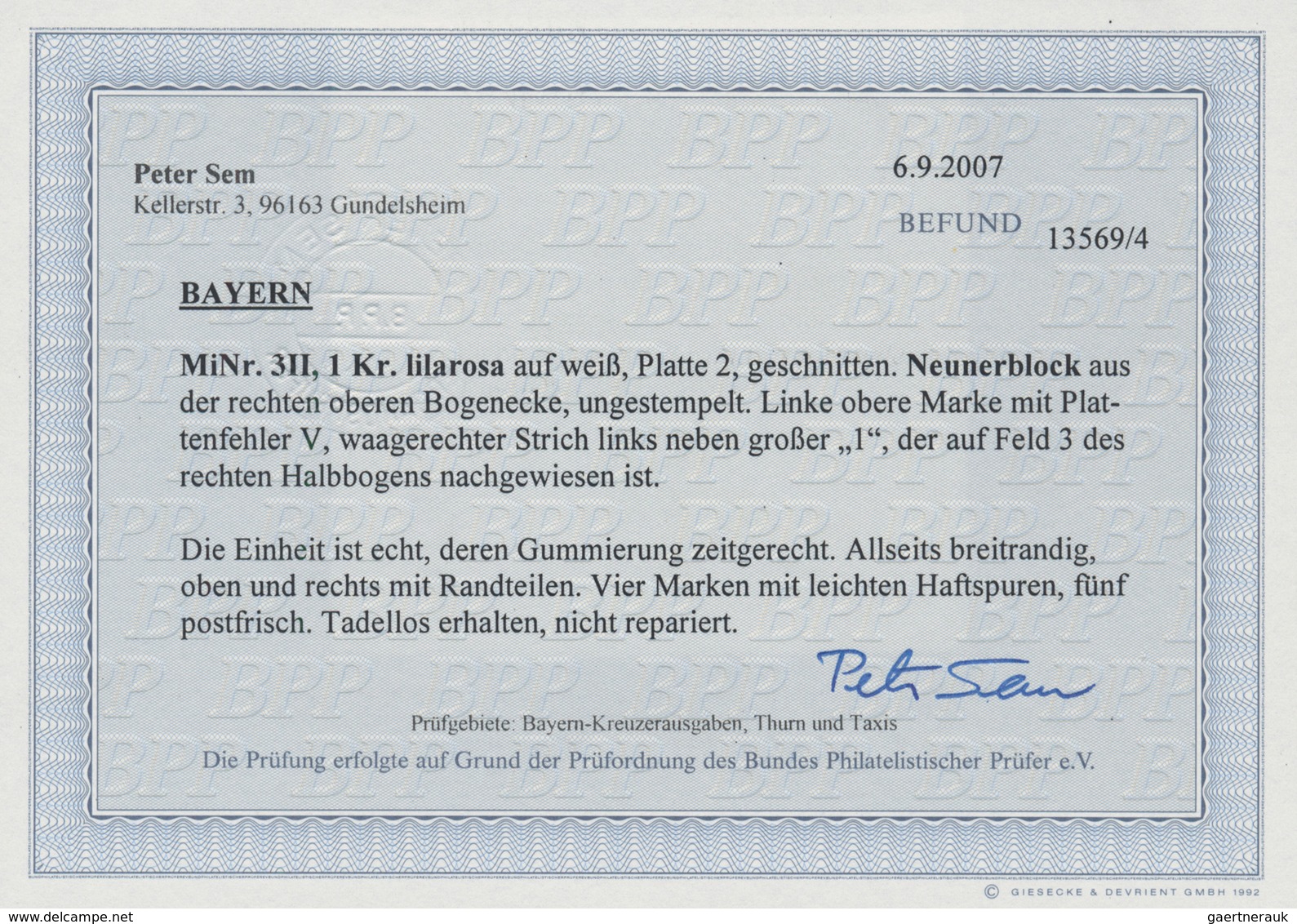 01187 Bayern - Marken Und Briefe: 1850, 1 Kr. Rosa (Platte II), Geschnitten Im Neunerblock Aus Der Rechten - Autres & Non Classés