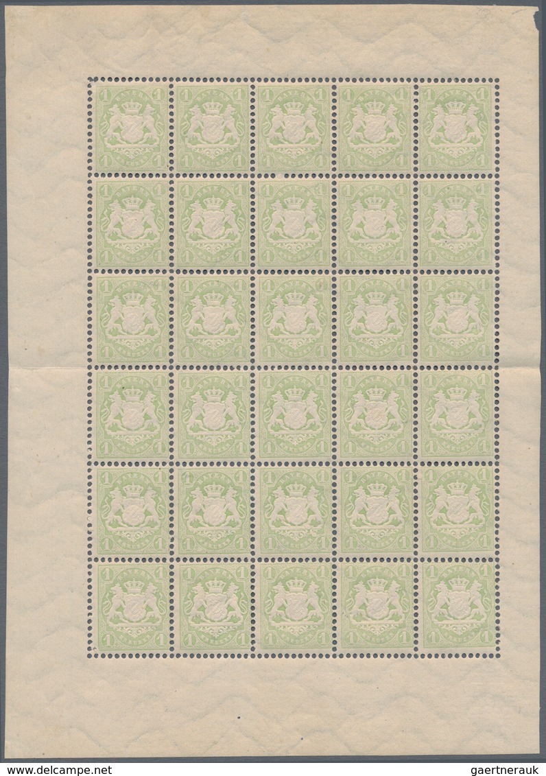 01198 Bayern - Marken Und Briefe: 1875, Freimarken 1 Kr Grün Im Doppelbogen Mit Zwischenstegen Und PLATTEN - Other & Unclassified