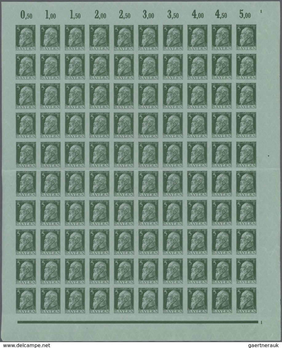 01199 Bayern - Marken Und Briefe: 1911, Luitpolt 5 Pfennig In Type I Als Kompletter 100er Bogen Postfrisch - Andere & Zonder Classificatie