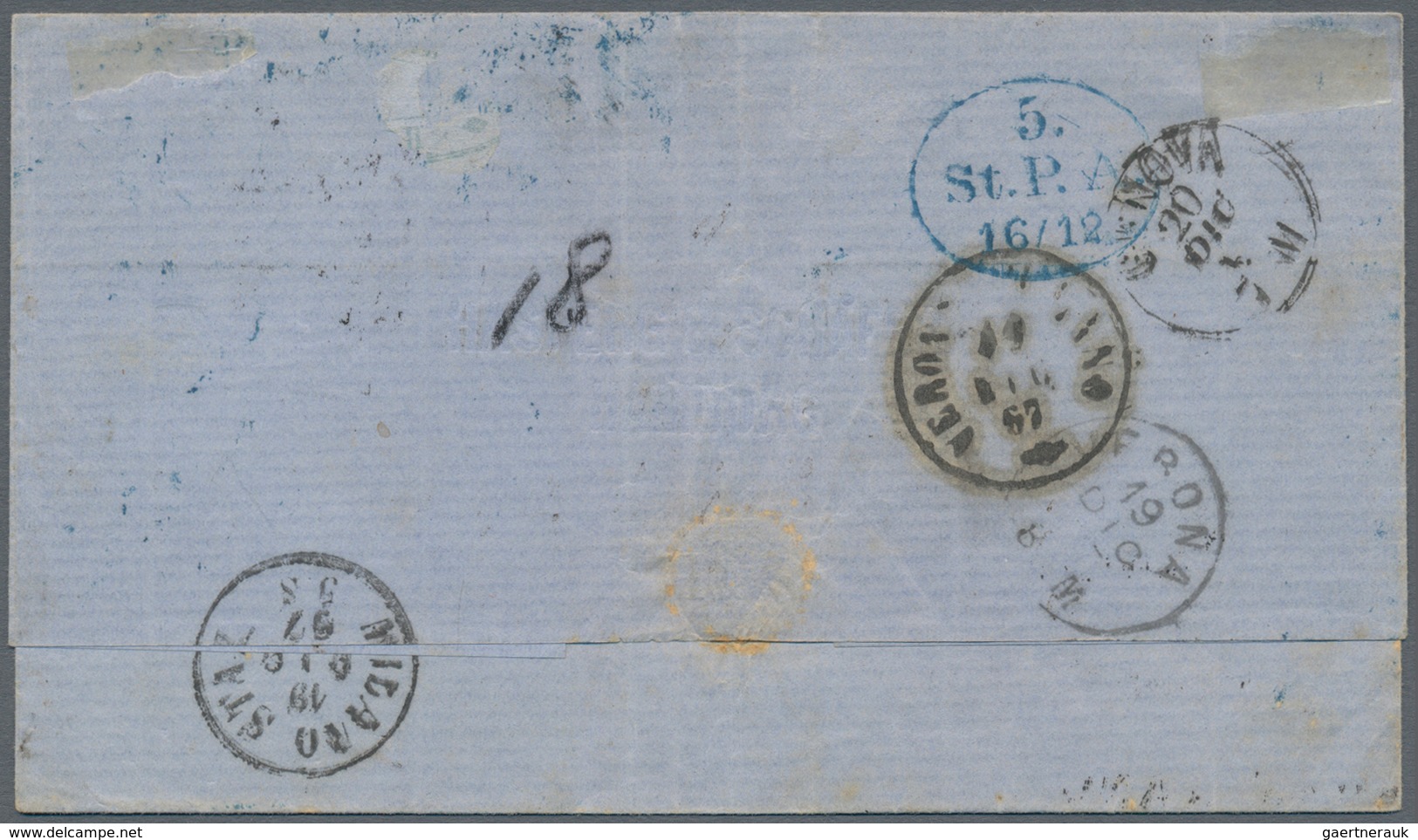 01207 Hamburg - Marken Und Briefe: 1864, 2 S Orangerot, Waagerechtes Paar, Entwertet Mit Blauem Vierstrich - Hamburg