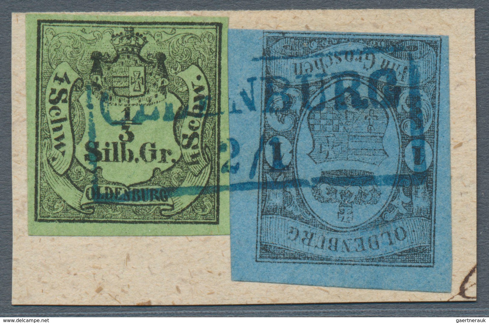 01210 Oldenburg - Marken Und Briefe: 1852, 1859/61: ? Sgr. Schwarz Auf Gelbgrün In MISCHFRANKATUR Mit 1 Gr - Oldenbourg