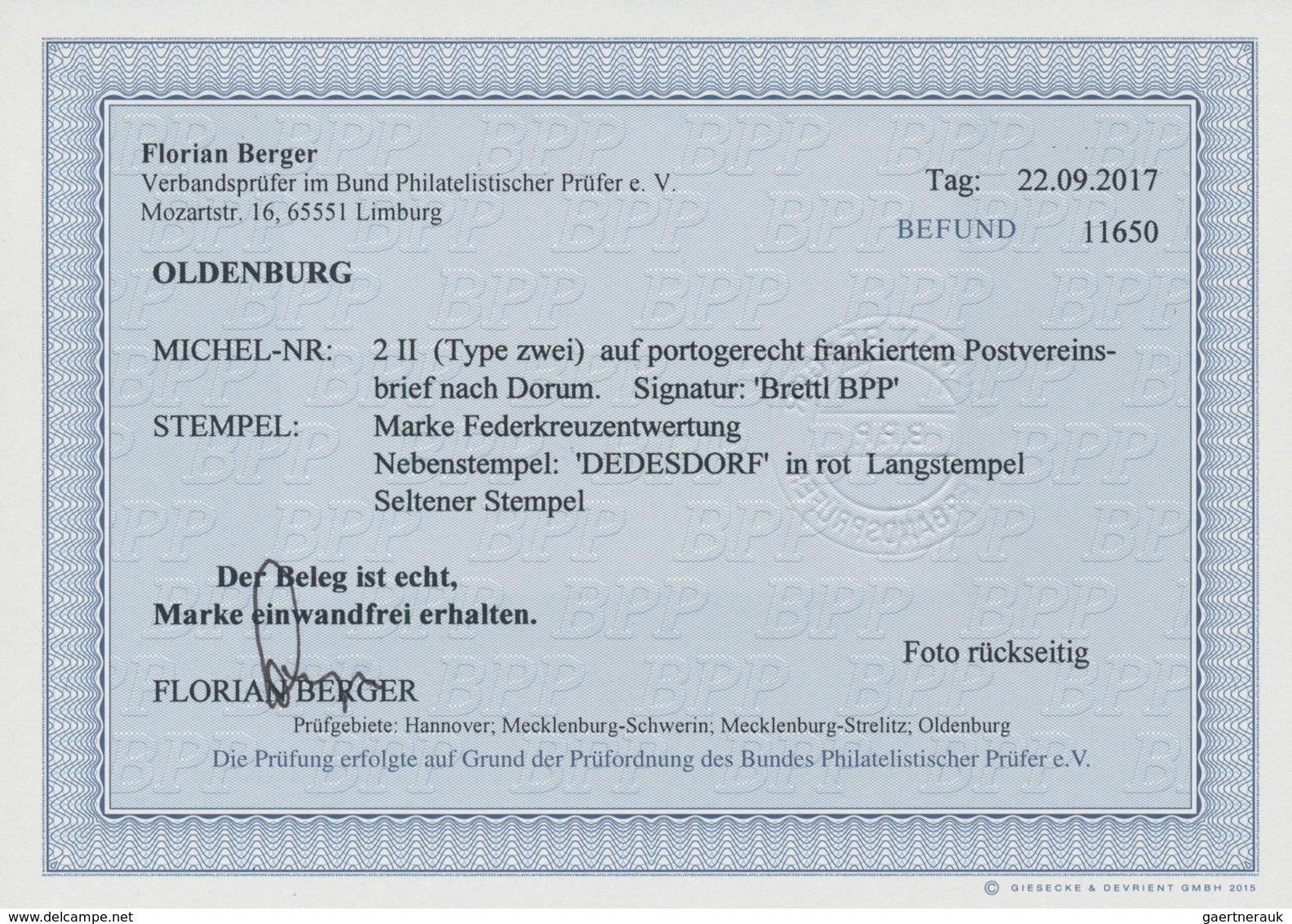 01213 Oldenburg - Marken Und Briefe: 1852, 1/30 Th., Schwarz A. Lebhaftgrauultramarin, Gute Type II, Allse - Oldenburg