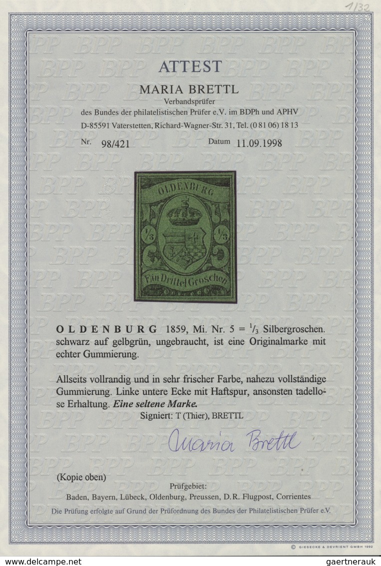 01216 Oldenburg - Marken Und Briefe: 1859/61: ? Gr. Schwarz Auf Gelbgrün In Sehr Frischer Farbe, Allseits - Oldenbourg