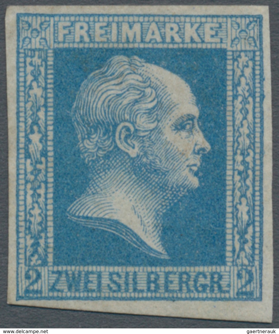 01236 Preußen - Marken Und Briefe: 1857, 2 Silbergroschen Mattblau, DÜNNES PAPIER, Ungebraucht. Allseits V - Andere & Zonder Classificatie