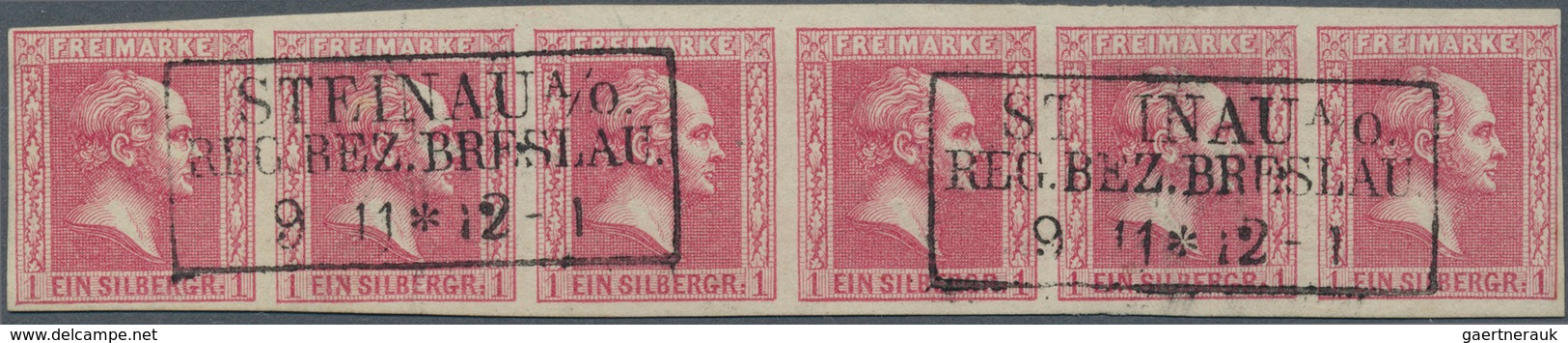 01237 Preußen - Marken Und Briefe: 1858, 1 Sgr. Karminrosa, WAAGERECHTER SECHSER-STREIFEN, Farbfrisch Und - Other & Unclassified