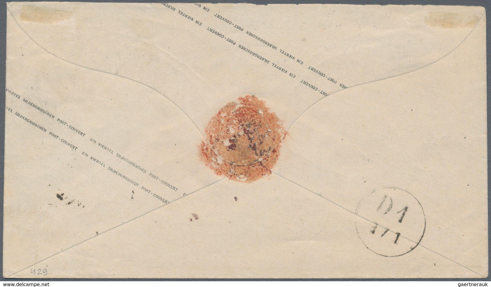 01238 Preußen - Ganzsachen: 1867, 3 Pfennige Rotviolett Ganzsachenumschlag, Entwertet Mit Nachverwendetem - Sonstige & Ohne Zuordnung