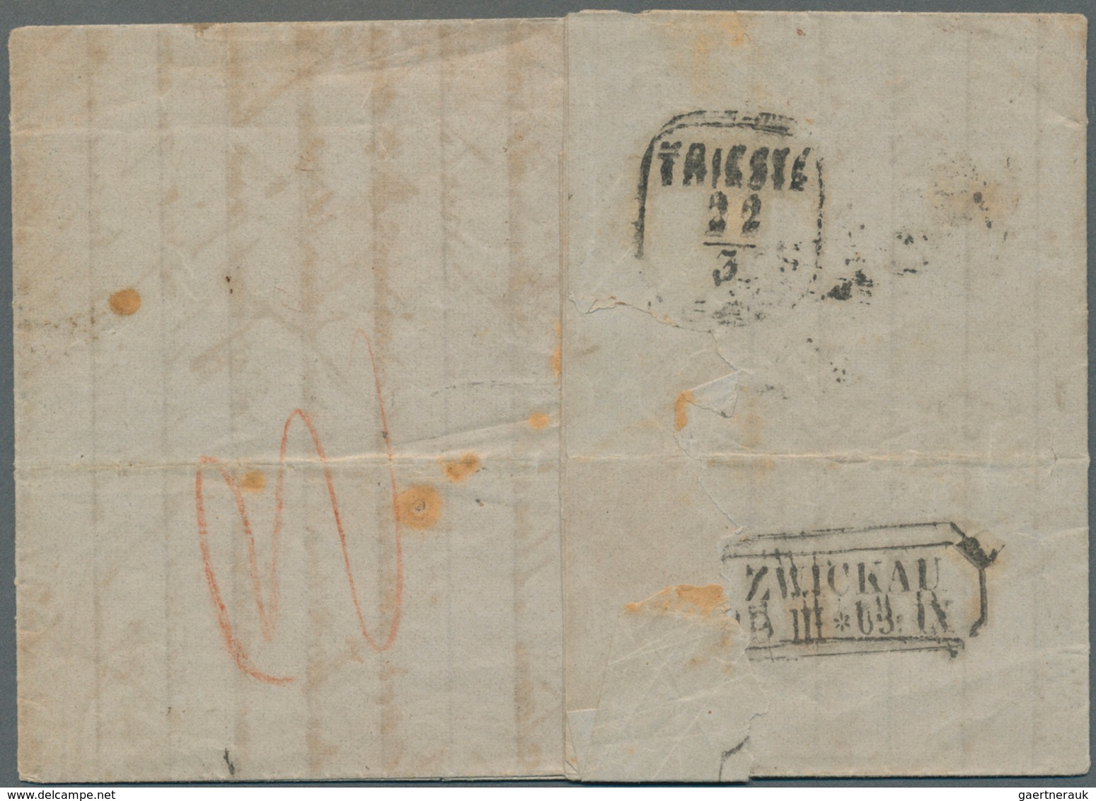 01241 Sachsen - Marken Und Briefe: 1863, Faltbrief Nach Beiruth, Syrien, Freigemacht Mit 1855 Johann I 2 N - Saxony
