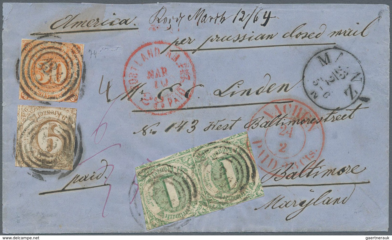 01244 Thurn & Taxis - Marken und Briefe: 1852/1867, THURN UND TAXIS IN RHEINHESSEN WÄHREND DER MARKENZEIT