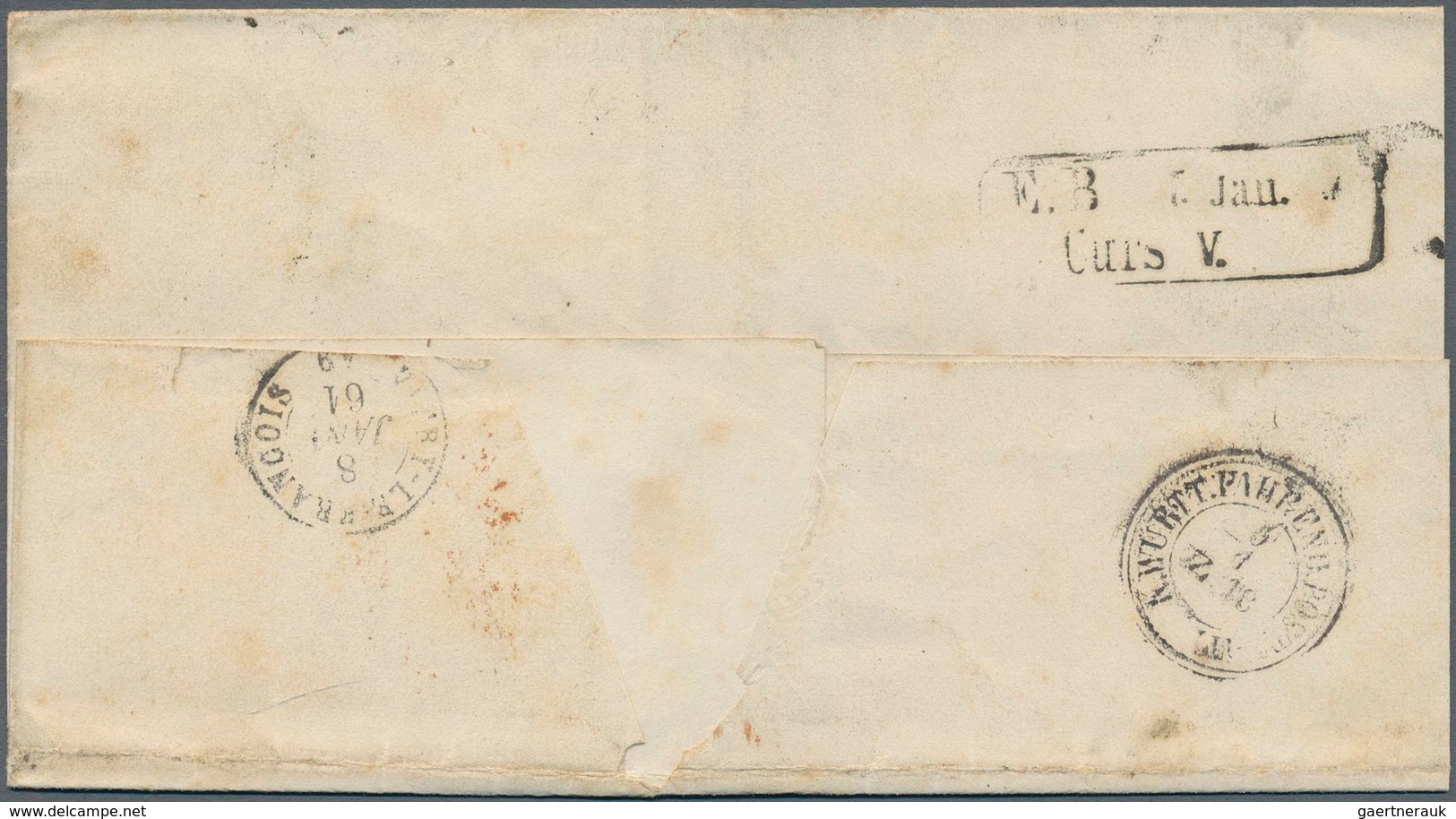 01247 Württemberg - Marken Und Briefe: 1859, Einzelfrankatur 18 Kr. Dunkelblau Ohne Seidenfaden Mit Platte - Autres & Non Classés