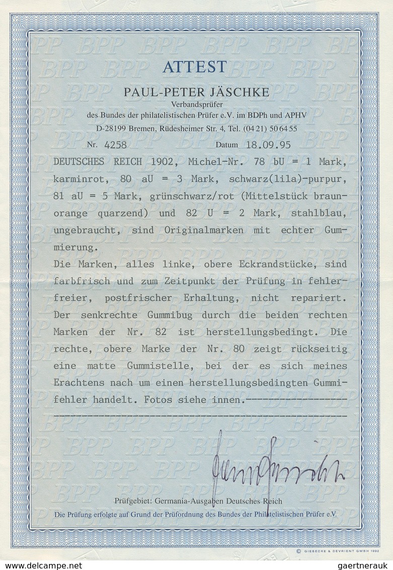 01267 Deutsches Reich - Germania: 1902, Germania 1-5 Mark, dabei die 2 Mark mit lateinischer Inschrift, al