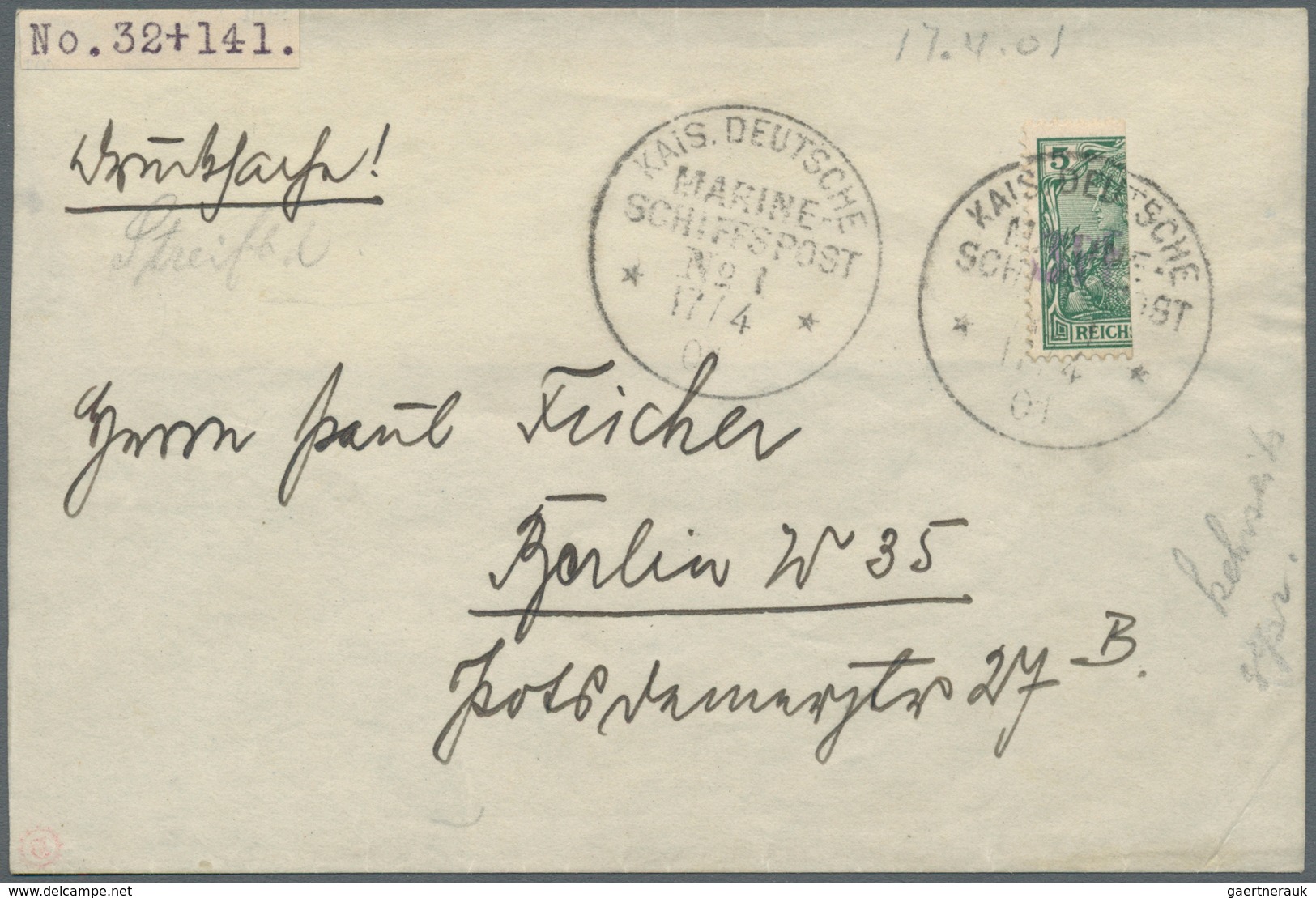 01268 Deutsches Reich - Germania: 1901: 3 Pf. Auf 5 Pfg., Sogn. "Vineta-Provisorium", Auf Linker Hälfte Ei - Unused Stamps