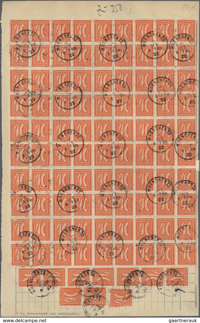 01269 Deutsches Reich - Inflation: 1922, 40 Pf Orange Ziffer, 110 Stück, 60 Pf Bräunlichlila Arbeiter, 900 - Lettres & Documents