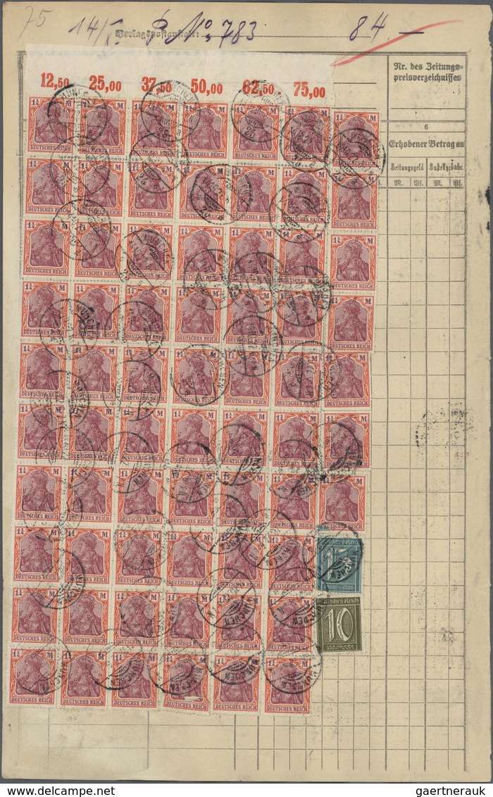 01270 Deutsches Reich - Inflation: 1922, 6 X 10 Pf Braunoliv Ziffer, 15 Pf Grünblau Ziffer, 5 X 40 Pf Ziff - Lettres & Documents