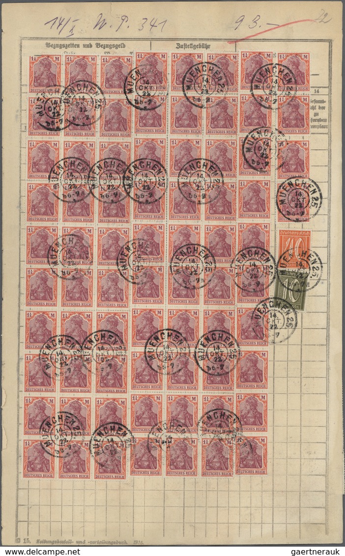 01270 Deutsches Reich - Inflation: 1922, 6 X 10 Pf Braunoliv Ziffer, 15 Pf Grünblau Ziffer, 5 X 40 Pf Ziff - Lettres & Documents