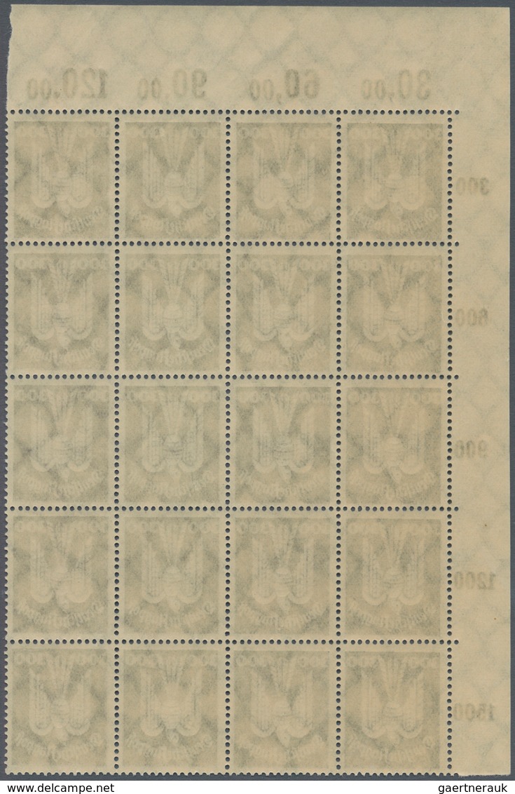 01274 Deutsches Reich - Weimar: 1924. Flugpost Holztaube (IV): 20 Komplette, Postfrische Sätze, In Einheit - Unused Stamps