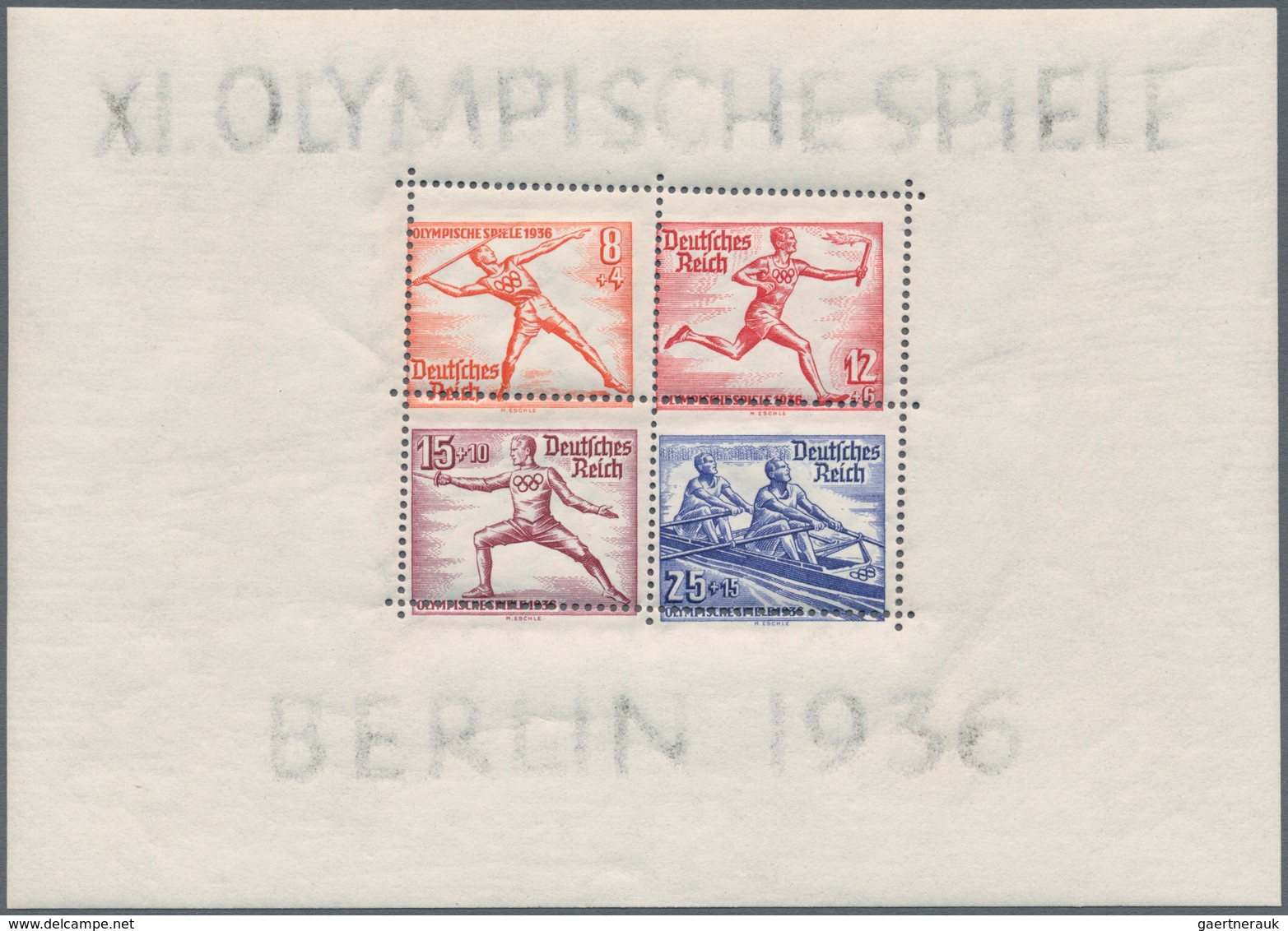 01277 Deutsches Reich - 3. Reich: 1936, Olympische Spiele-Block Mit 8 Pf Bis 25 Pf Mit VERZÄHNUNG Und Leic - Ungebraucht