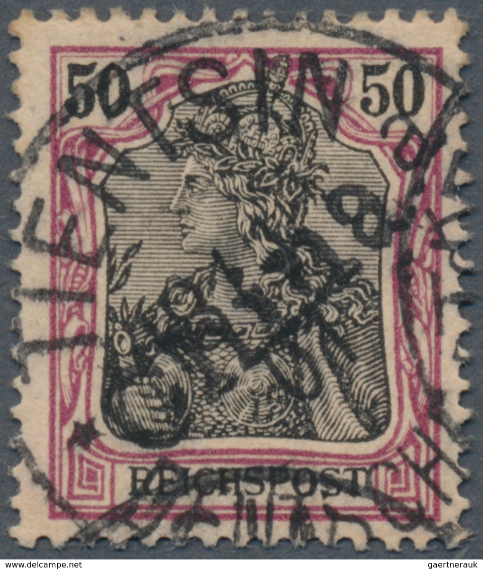 01288 Deutsche Post In China: 1900, Germania 50 Pfg. Mit Handstempelaufdruck, Gestempelt "TIENTSIN 18/1 01 - Deutsche Post In China