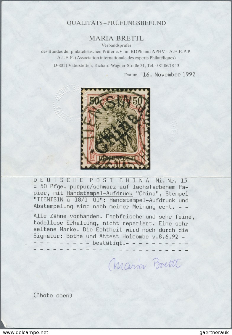 01288 Deutsche Post In China: 1900, Germania 50 Pfg. Mit Handstempelaufdruck, Gestempelt "TIENTSIN 18/1 01 - China (kantoren)