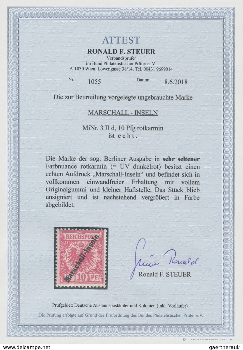 01298 Deutsche Kolonien - Marshall-Inseln: 1899, 10 Pfg. Krone/Adler Mit Aufdruck, Sog. Berliner Ausgabe U - Marshall Islands