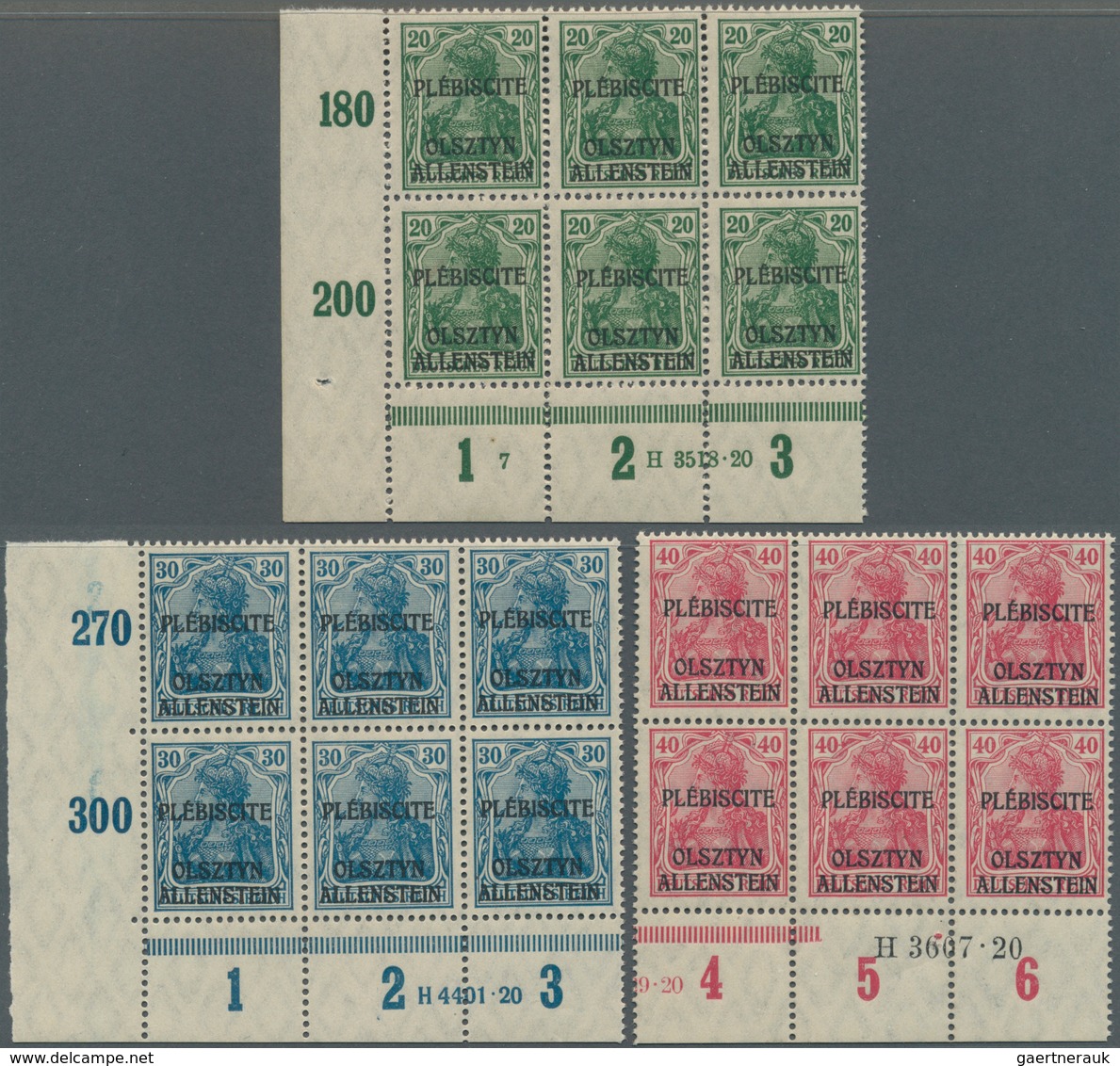 01307 Deutsche Abstimmungsgebiete: Allenstein: 1920, Unverausgabte Werte 20 Pf Dkl'grün, 30 Pf Dkl'preussi - Autres & Non Classés