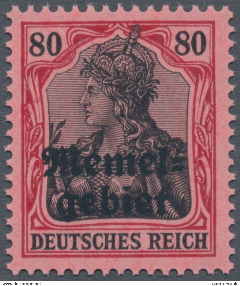 01313 Memel: 1920, Nicht Ausgegebene Germania-Aufdruckmarke ''Memelgebiet'' 80 Pf Karminrot-schwarz Auf Hell - Memel (Klaïpeda) 1923