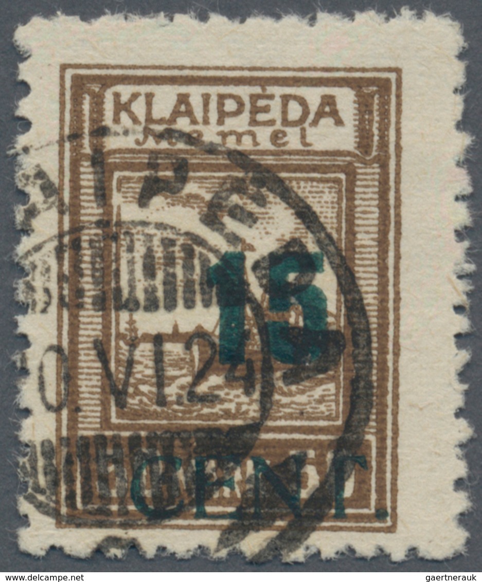 01314 Memel: 1923, 15 C. Auf 50 M., Grüner Aufdruck, Type IV = Ohne Annulierungsstriche Und Größerem Absta - Memel (Klaïpeda) 1923