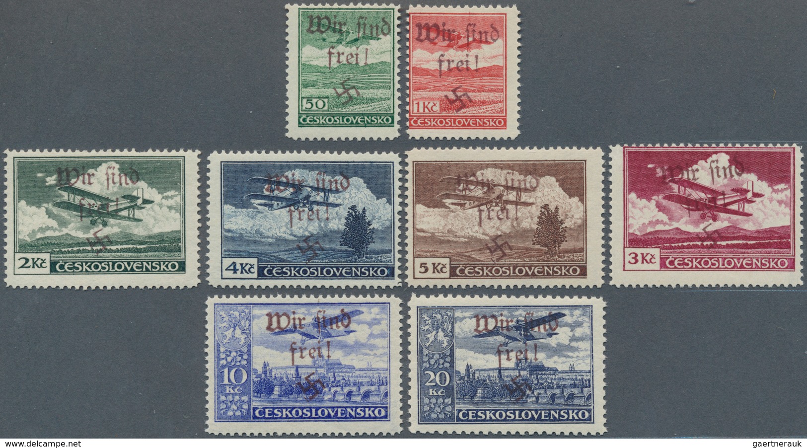 01359 Sudetenland - Reichenberg: 1938, Flugpostmarken 50 H Bis 20 Kc, Kompleter Satz In Ungebrauchter Erha - Sudetenland
