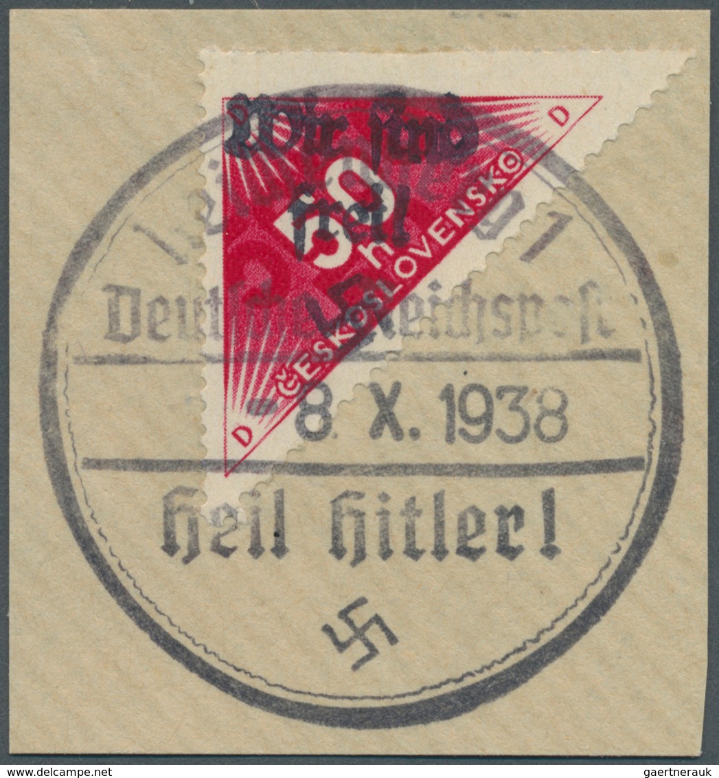 01360 Sudetenland - Reichenberg: 1938, Zustellungsmarke 50 H. Lebhaftmagenta In Mischzähnung Mit DIAGONALE - Région Des Sudètes